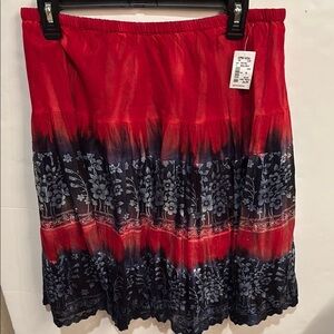 NWT Lola P affordables Red and Blue Floral Skater Skirt ruffle America 4th M